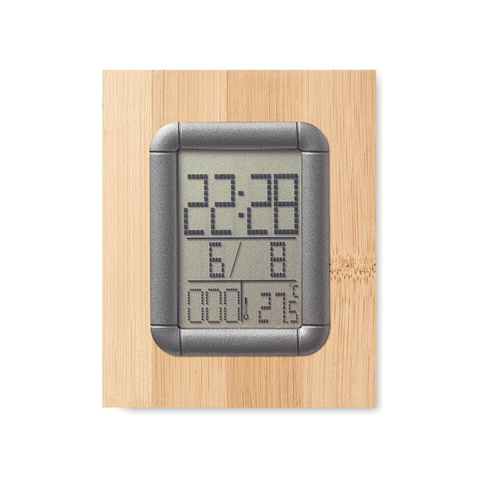 Bamboo Pen Holder and LCD Clock