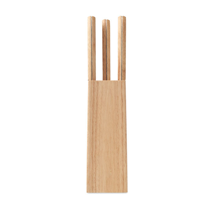 5 Piece Wooden Knife Set in Base Holder