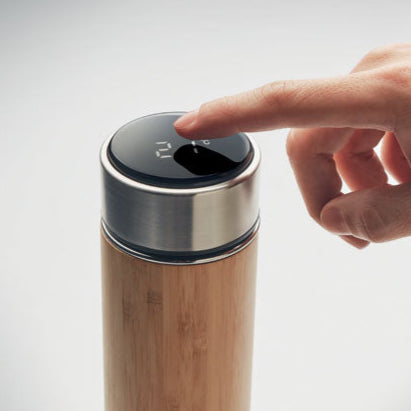 Insulated Bamboo Vacuum Flask with Thermometer