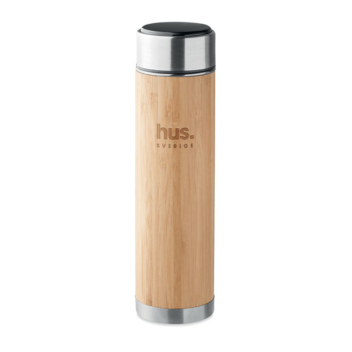 Insulated Bamboo Vacuum Flask with Thermometer