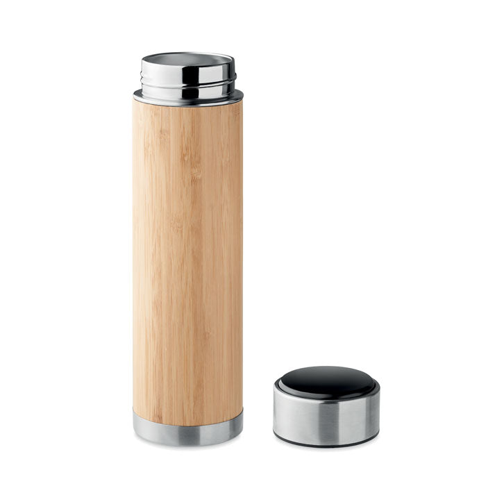 Insulated Bamboo Vacuum Flask with Thermometer