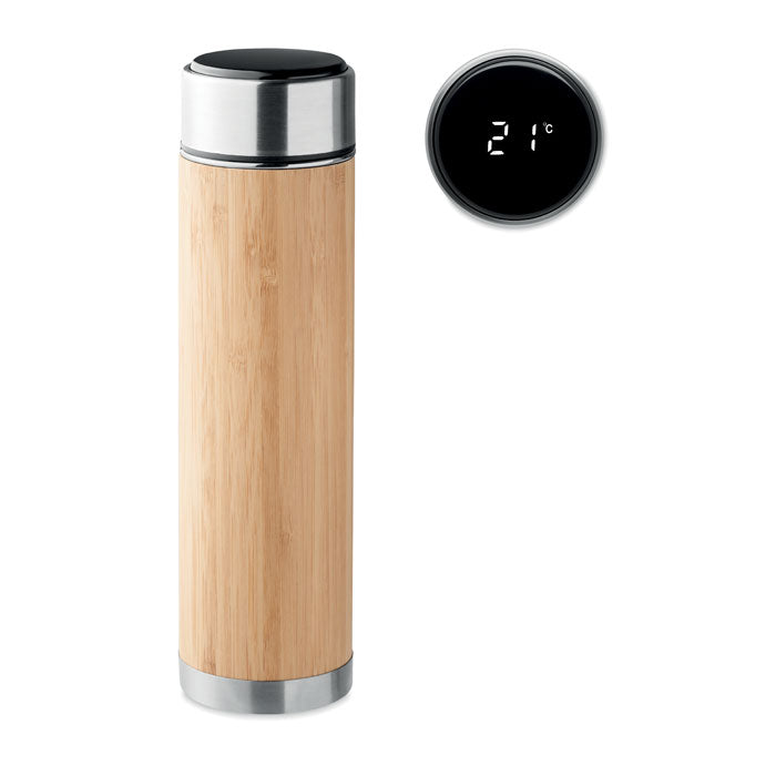 Insulated Bamboo Vacuum Flask with Thermometer