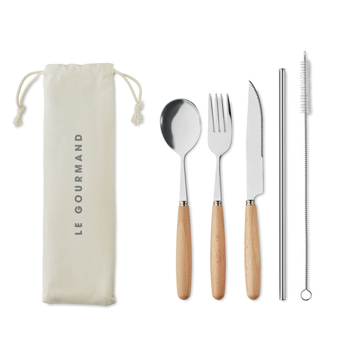 Stainless Steel Cutlery Set in Canvas Pouch