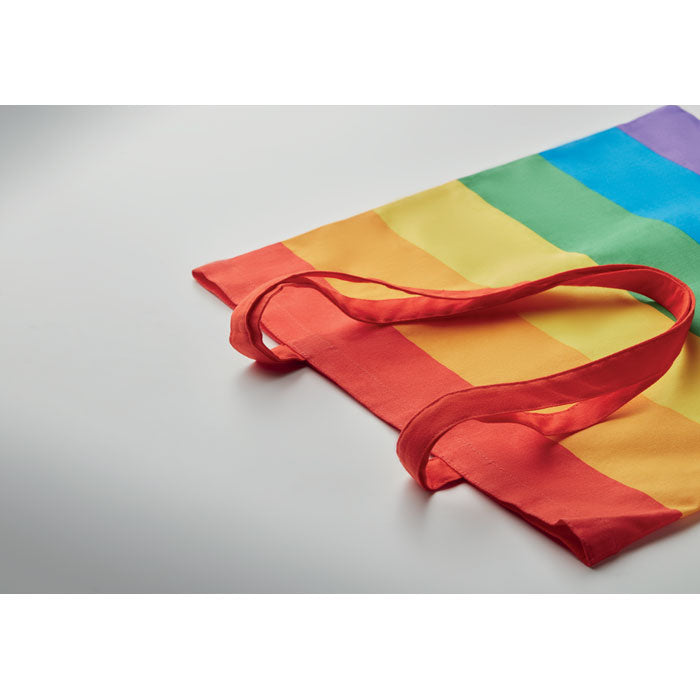 Rainbow Cotton Shopping Bag with Long Handles