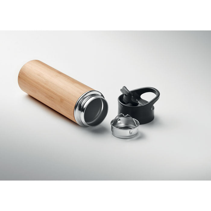 Double Walled Insulated Bamboo Vacuum Flask
