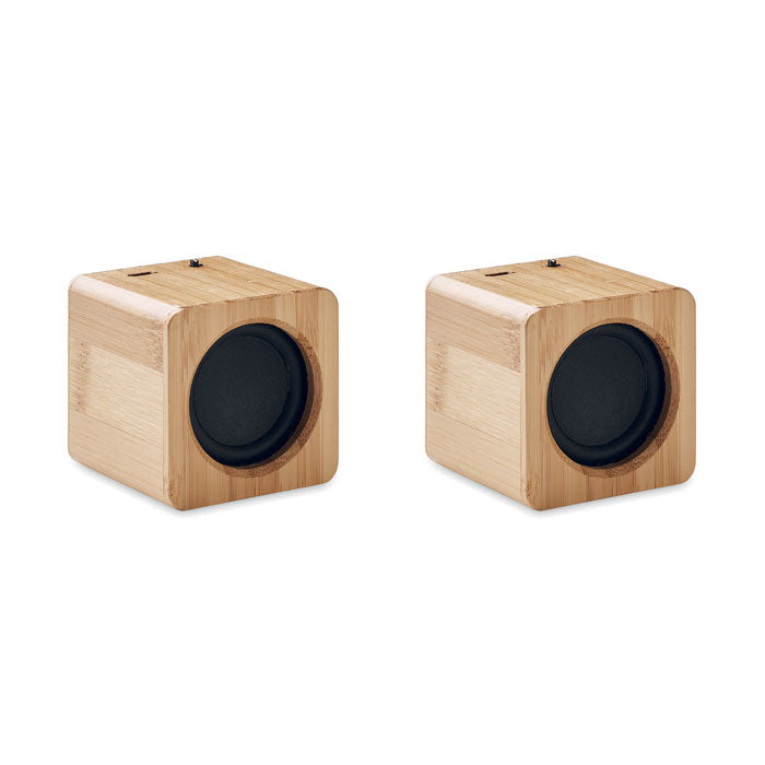 Set of 2 Bamboo Wireless Speakers