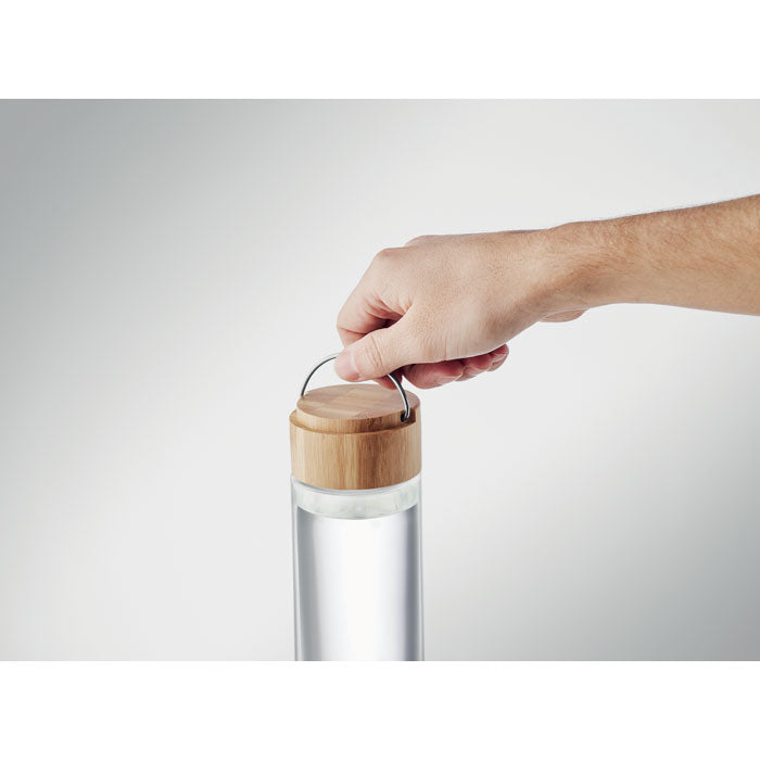 Glass Drinks Bottle with Bamboo Lid