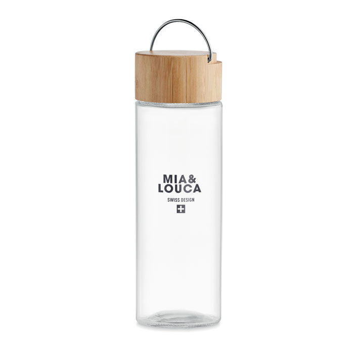 Glass Drinks Bottle with Bamboo Lid