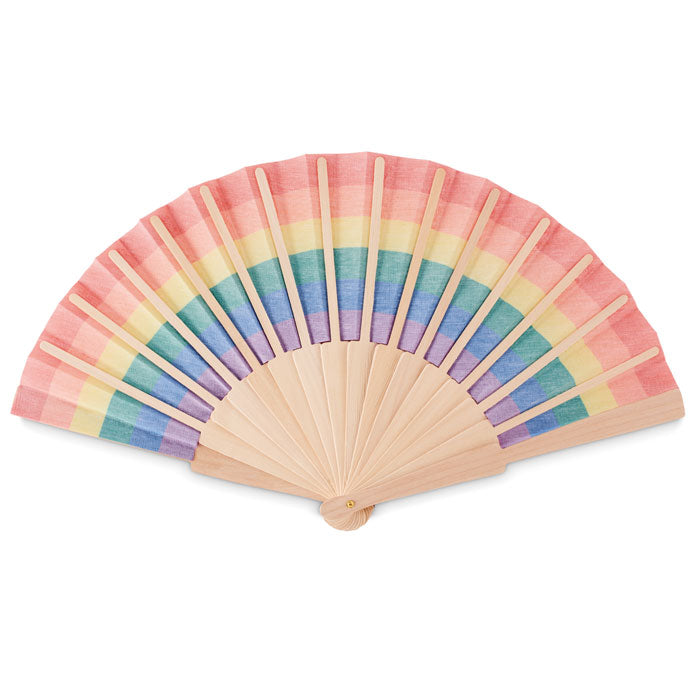 Rainbow Wooden Hand Fan