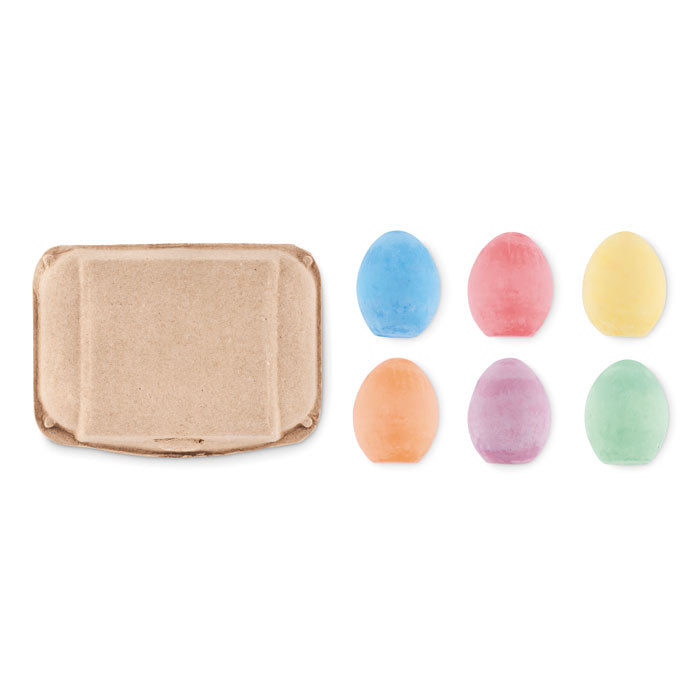 6 Chalk Eggs in Recycled Cardboard Box