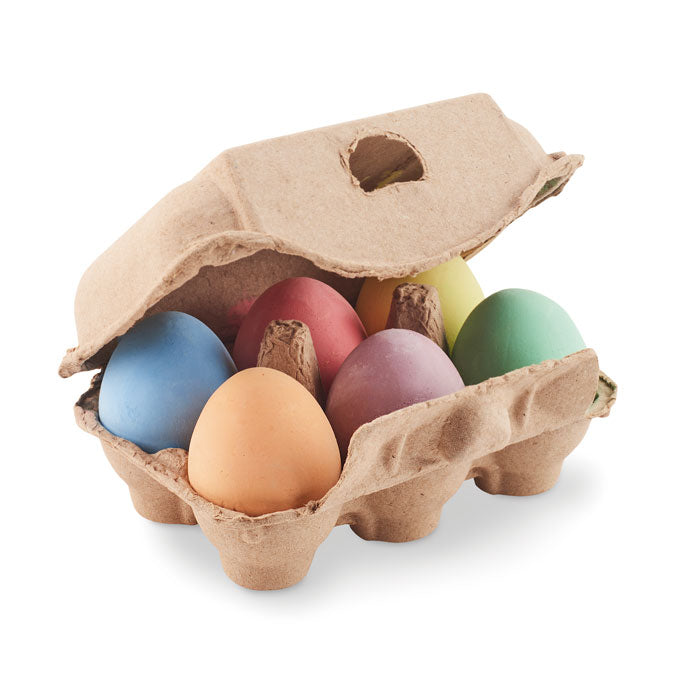 6 Chalk Eggs in Recycled Cardboard Box