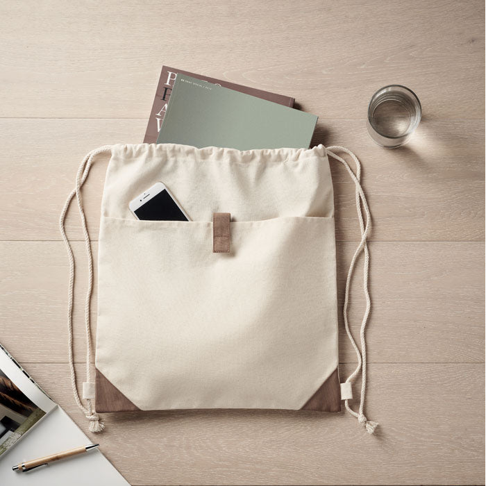 Recycled Cotton Drawstring Bag with Natural Cord