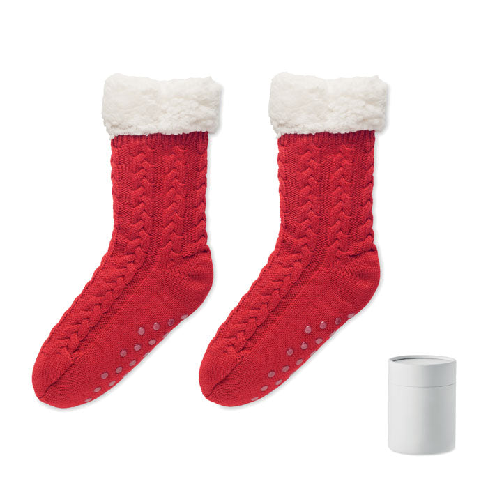 Pair of Large Cable Knit Slipper Socks