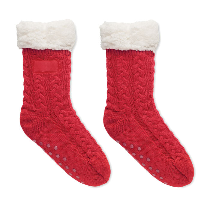 Pair of Large Cable Knit Slipper Socks