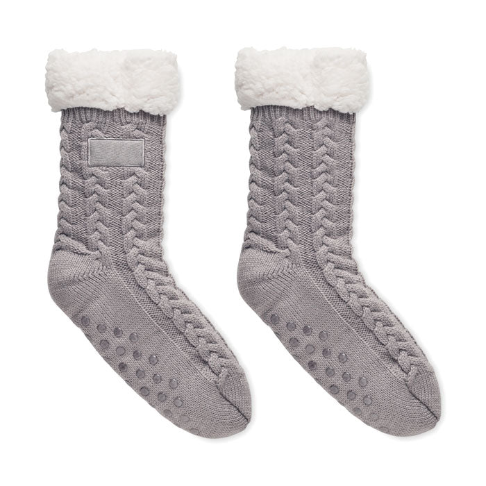 Pair of Large Cable Knit Slipper Socks