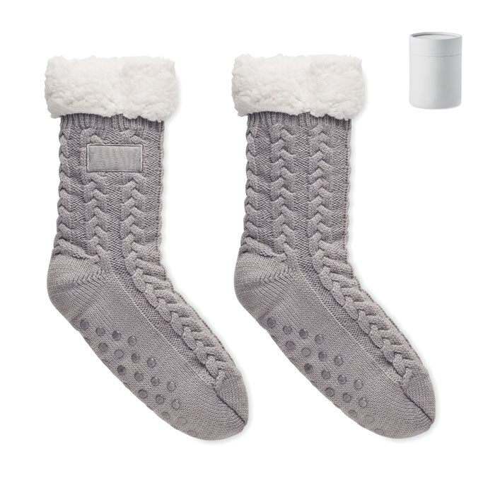 Pair of Large Cable Knit Slipper Socks