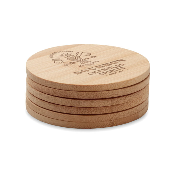 Set of 6 Round Bamboo Coasters