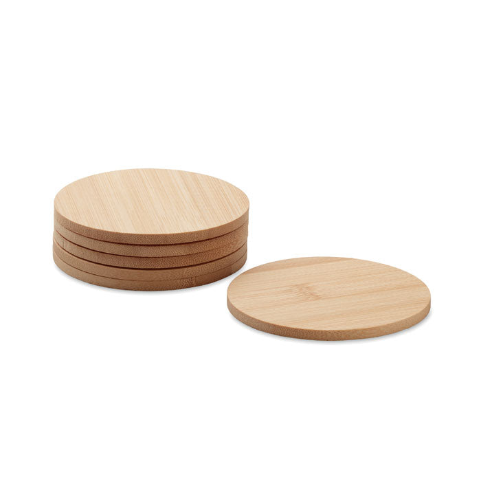 Set of 6 Round Bamboo Coasters