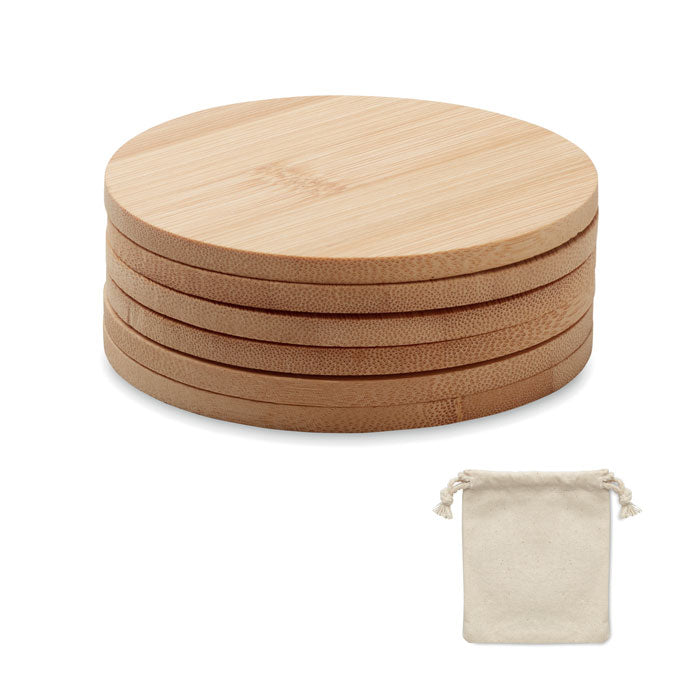 Set of 6 Round Bamboo Coasters