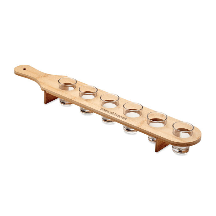 6 Shot Glasses on Paddle Tray