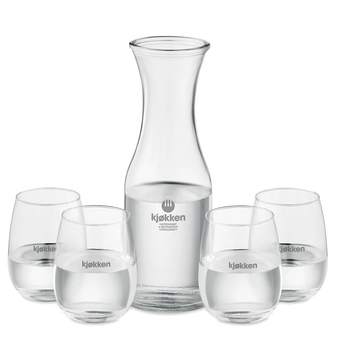 Glass Drink Set with Carafe and 4 Glasses