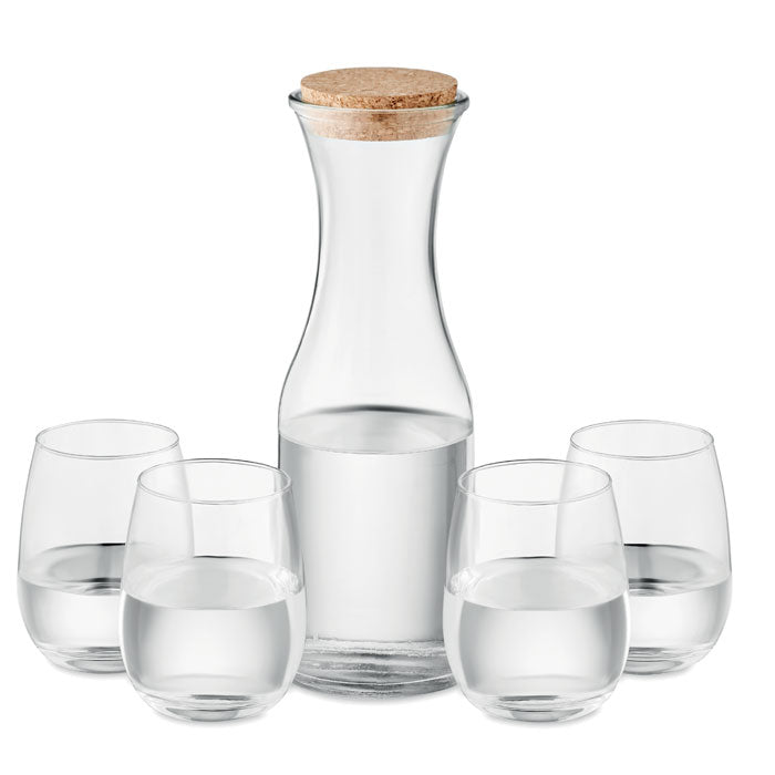 Glass Drink Set with Carafe and 4 Glasses
