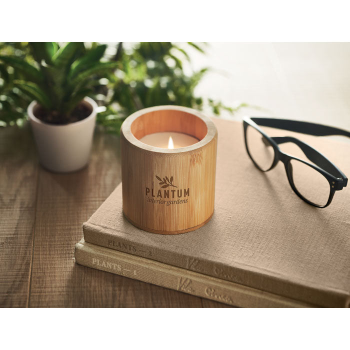 Plant Based Wax Candle in Bamboo Holder