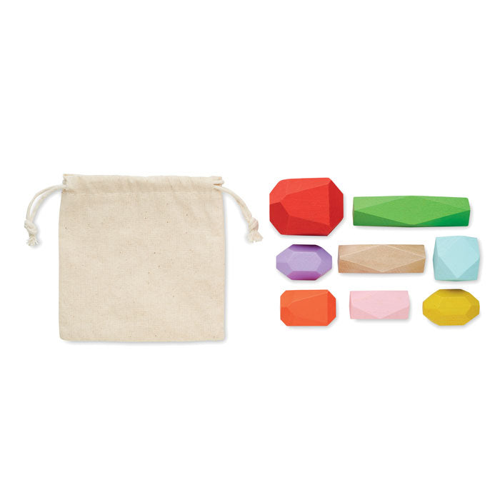 Wooden Coloured Stacking Rocks Set