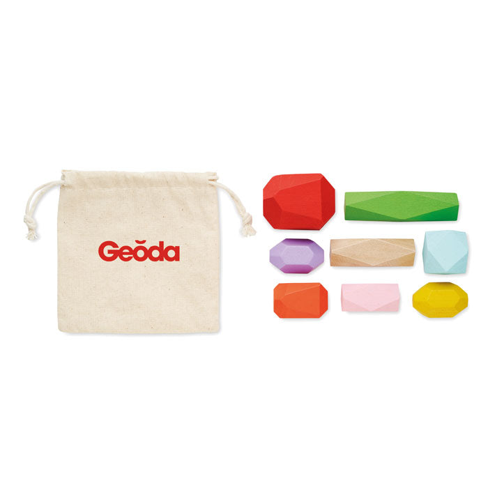 Wooden Coloured Stacking Rocks Set