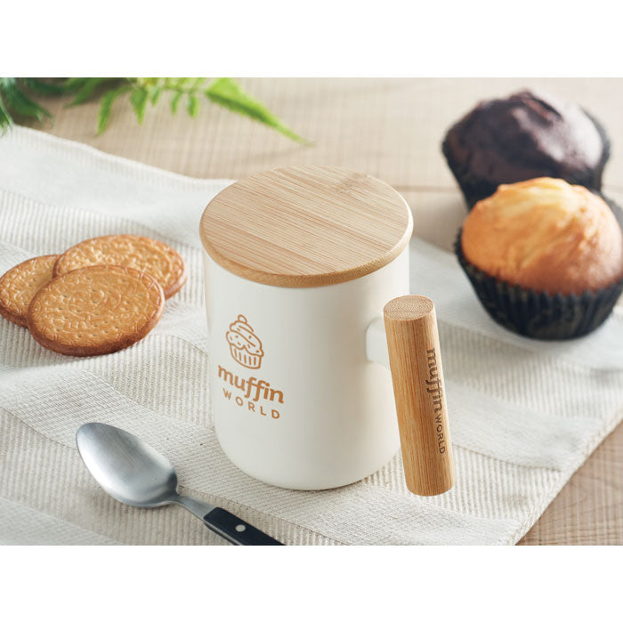 Porcelain Mug with Bamboo Lid
