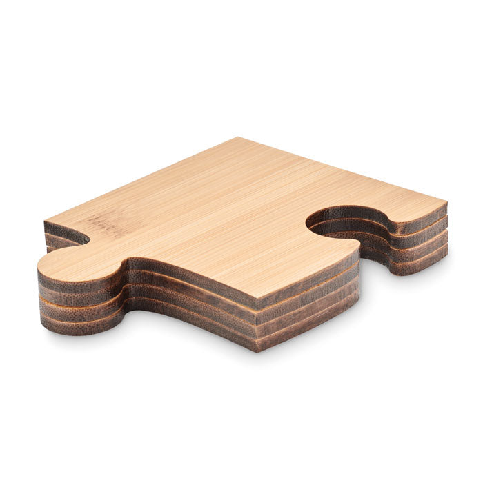 Set of 4 Bamboo Puzzle Coasters