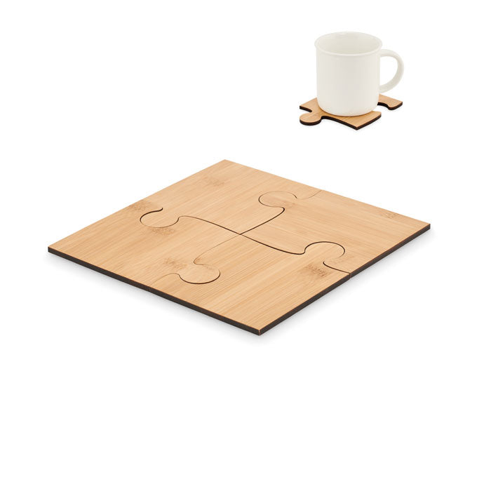 Set of 4 Bamboo Puzzle Coasters