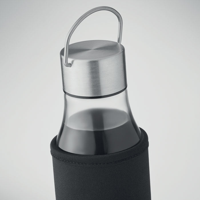 Glass Water Bottle with Handle Lid