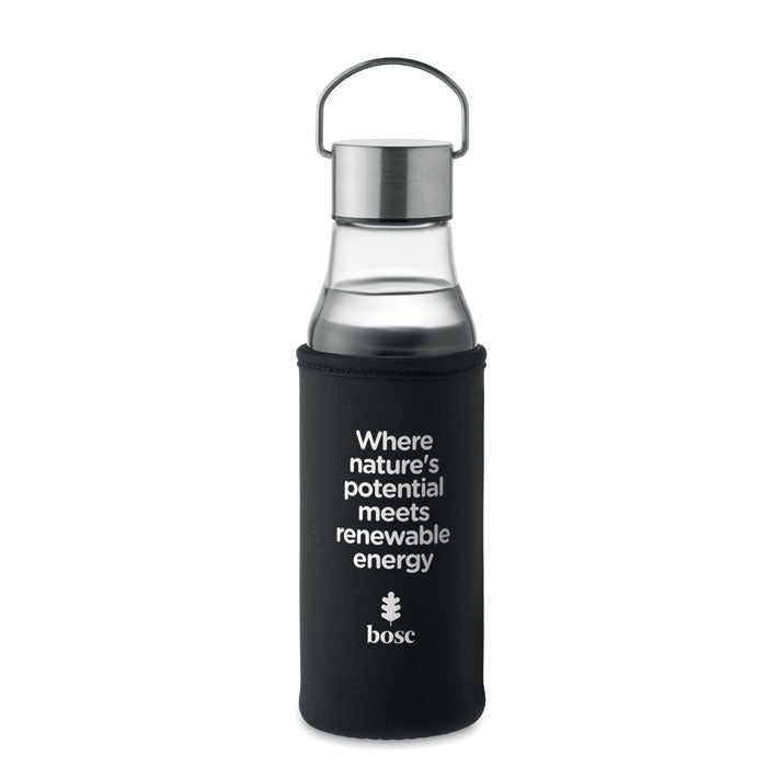 Glass Water Bottle with Handle Lid