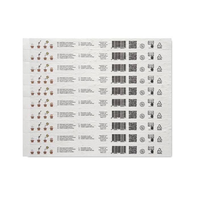 Sheet of Seed Paper Wristbands