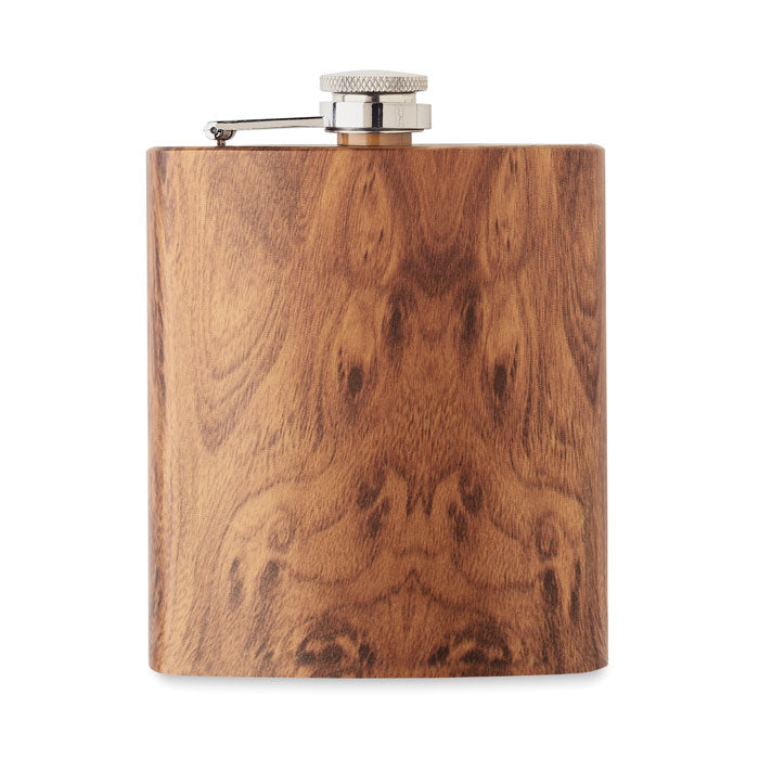 Slim Wooden Look Hip Flask