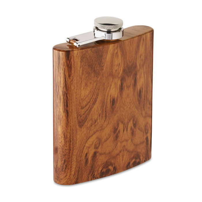 Slim Wooden Look Hip Flask