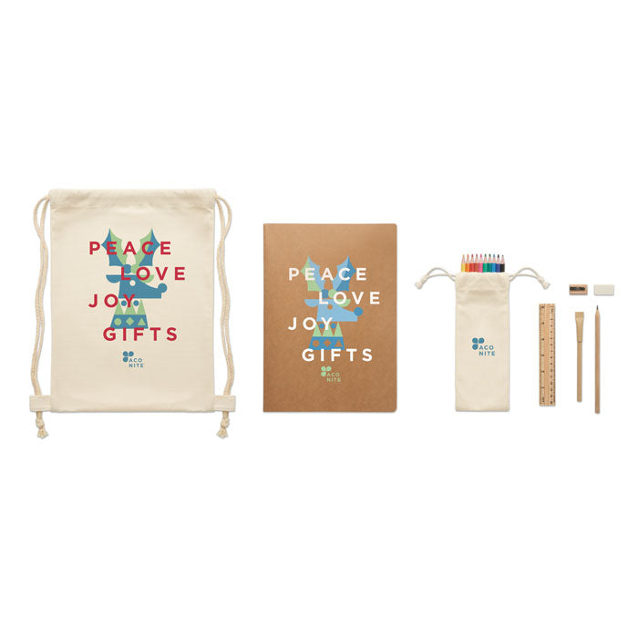 Kids Drawing Set in Drawstring Bag