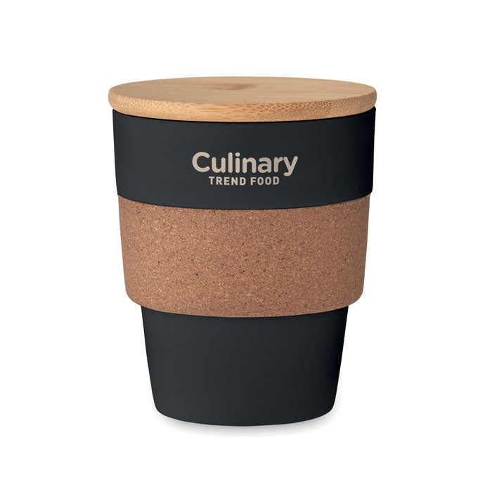 Tumbler with Cork Sleeve and Bamboo Lid