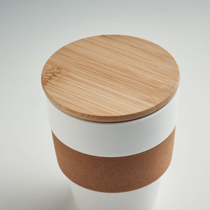 Tumbler with Cork Sleeve and Bamboo Lid