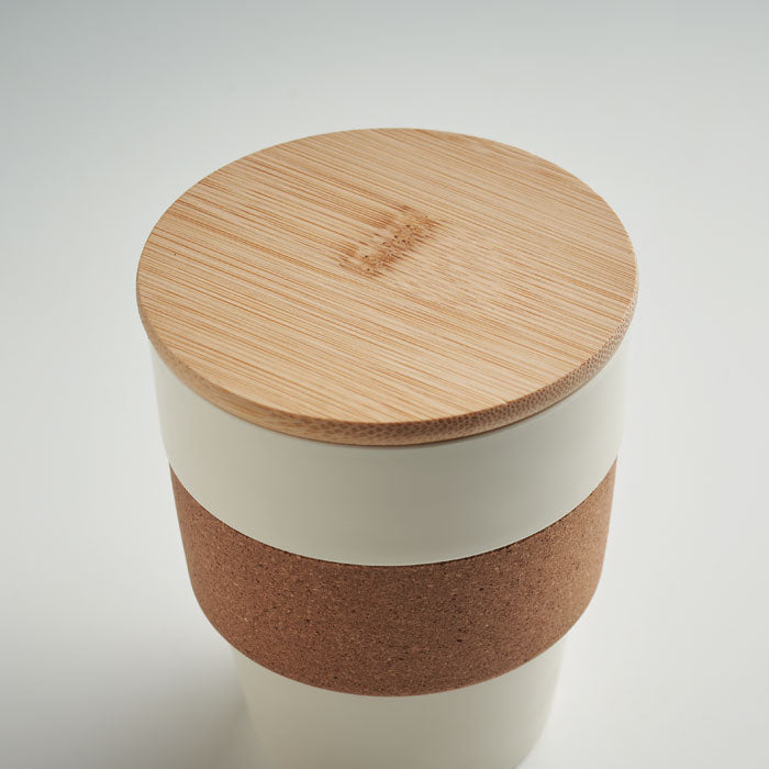 Tumbler with Cork Sleeve and Bamboo Lid