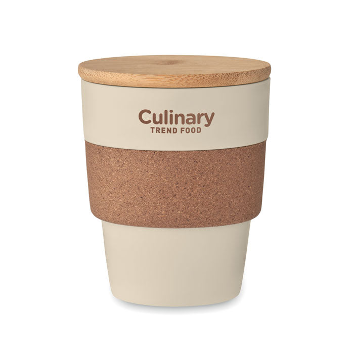 Tumbler with Cork Sleeve and Bamboo Lid