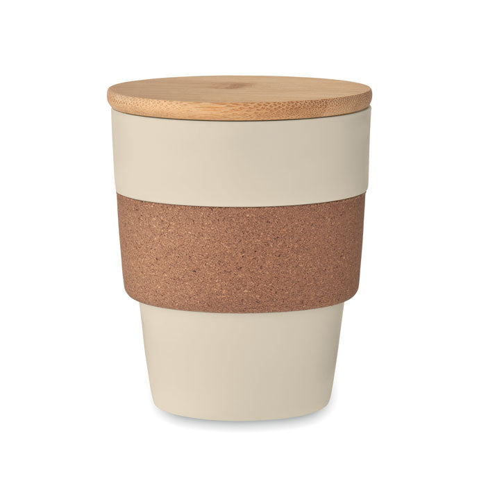 Tumbler with Cork Sleeve and Bamboo Lid