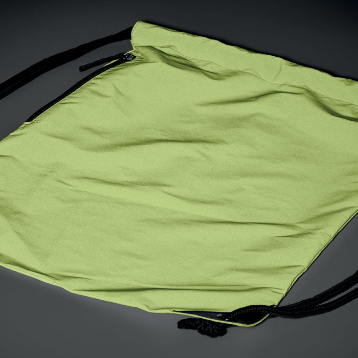 Reflective Drawstring Bag with Zippered Pocket