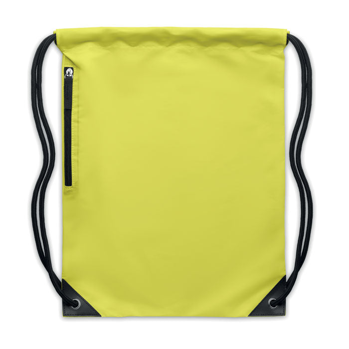 Reflective Drawstring Bag with Zippered Pocket