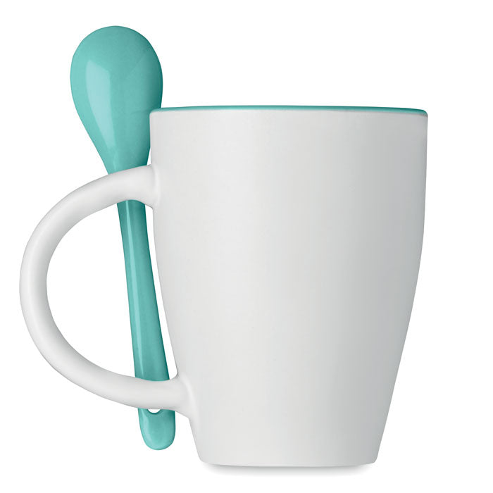 Bicolour Mug with Spoon