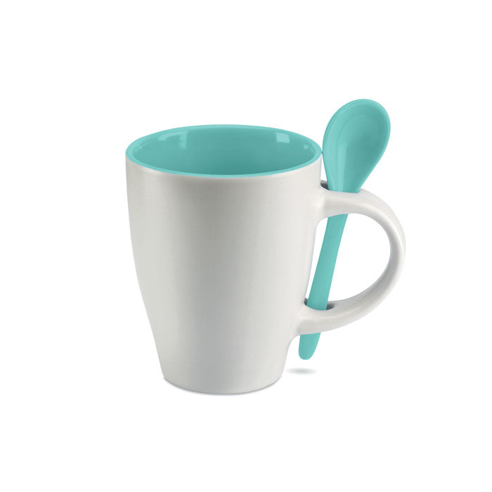 Bicolour Mug with Spoon