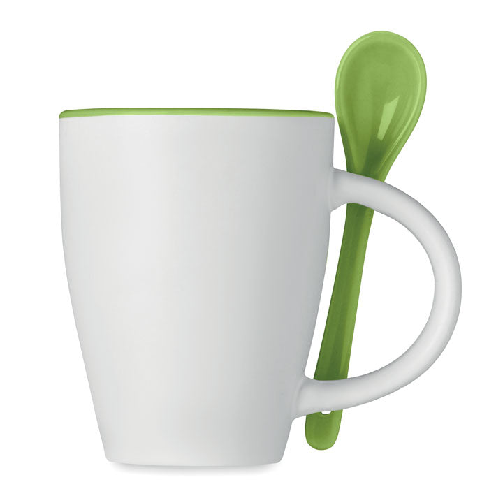 Bicolour Mug with Spoon
