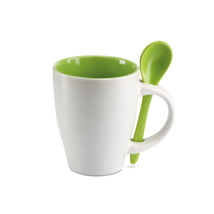 Bicolour Mug with Spoon