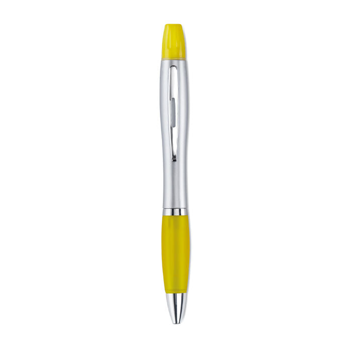2-in-1 Chrome Ballpoint Pen and Highlighter